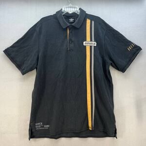 Harley Davidson Men's Knit Polo Size XL Racing Stripes Black HDMC Moto Biker